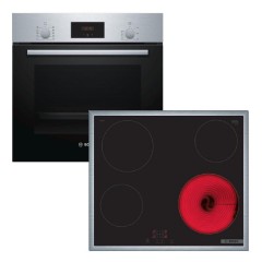 Bosch HBF154BS0 + PKE645BA2E Φούρνος άνω Πάγκου 66lt με Κεραμικές Εστίες Π59.4εκ. Inox